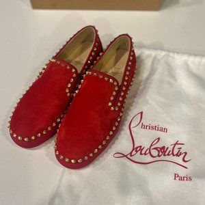 Christian Louboutin Pik Boat Woman Flat Veau Verours / Spikes EU Size 39